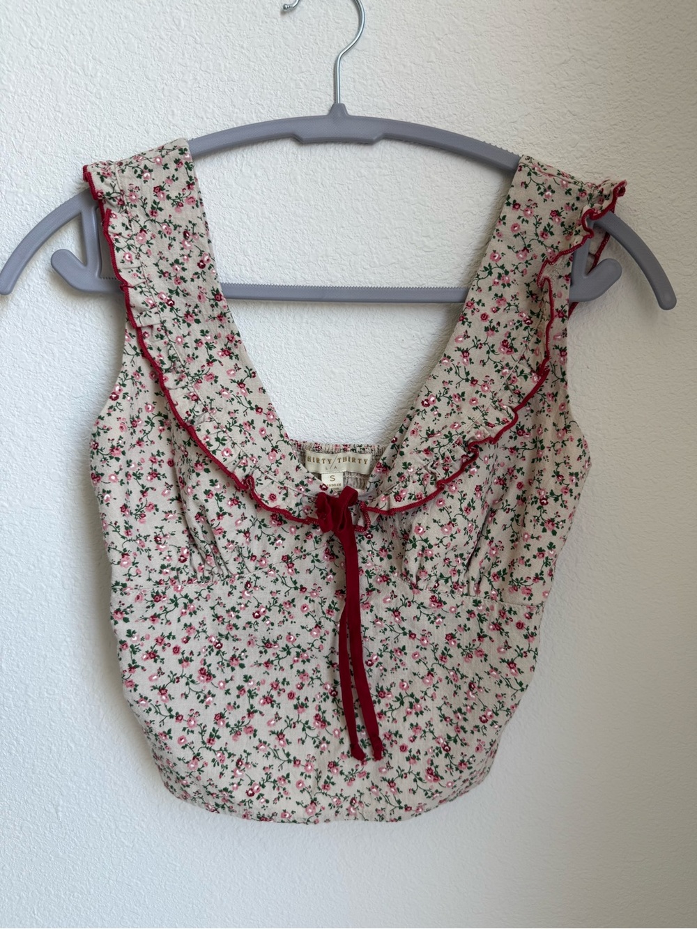 Romantic Ruffled Tie Front Tank Blouse with Peter Pan Collar